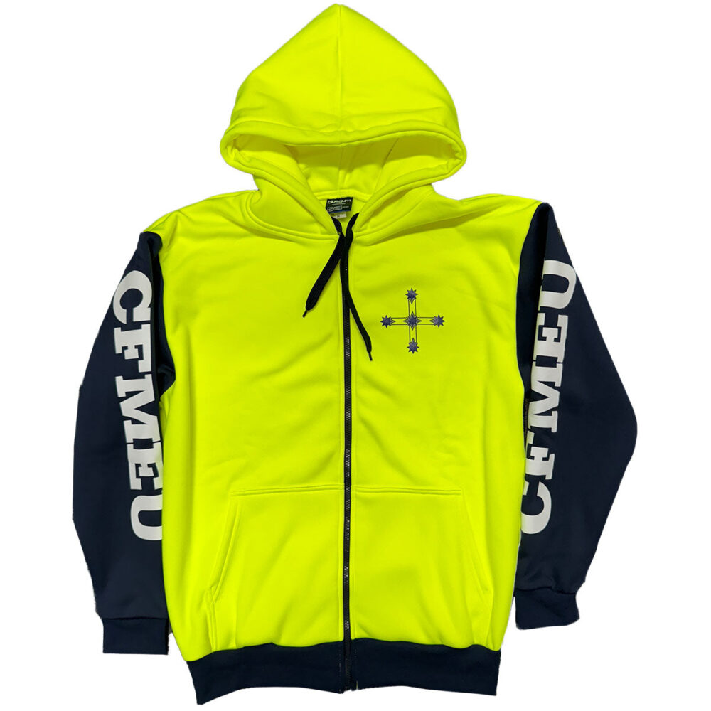 Eureka Blue Cross Hoodie - Yellow HiVis
