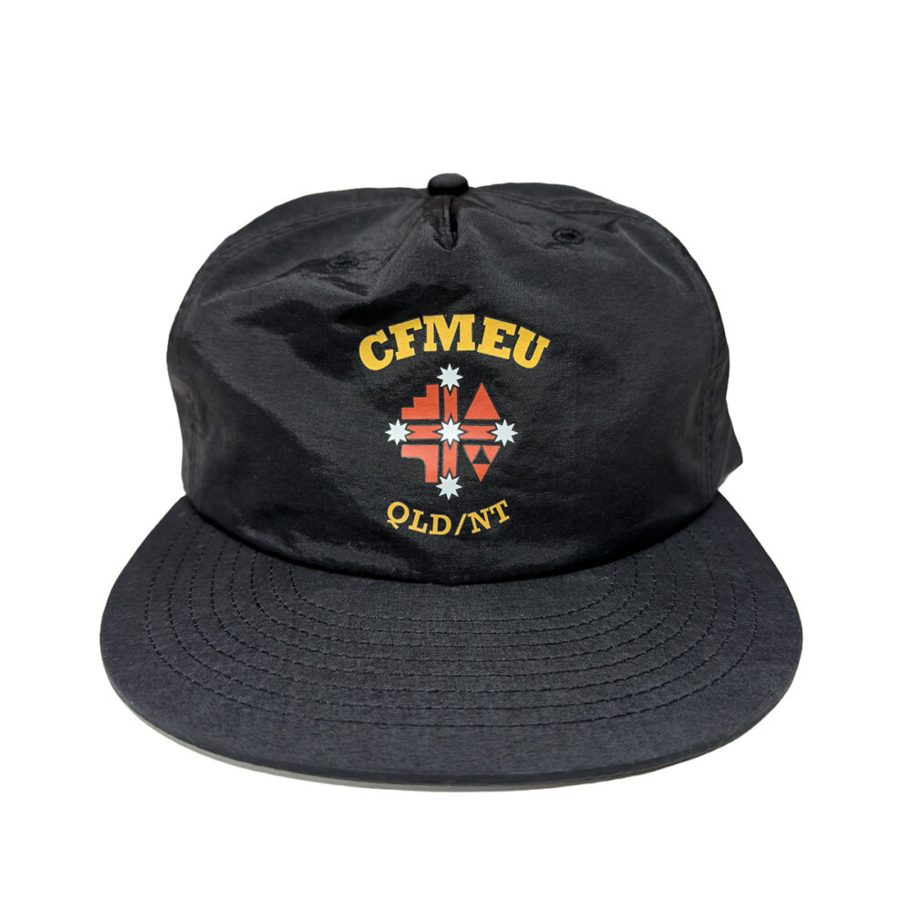 Black cap featuring a yellow 'CMEU' arc and 'OLD/NT' text with a red geometric emblem and white stars at center.